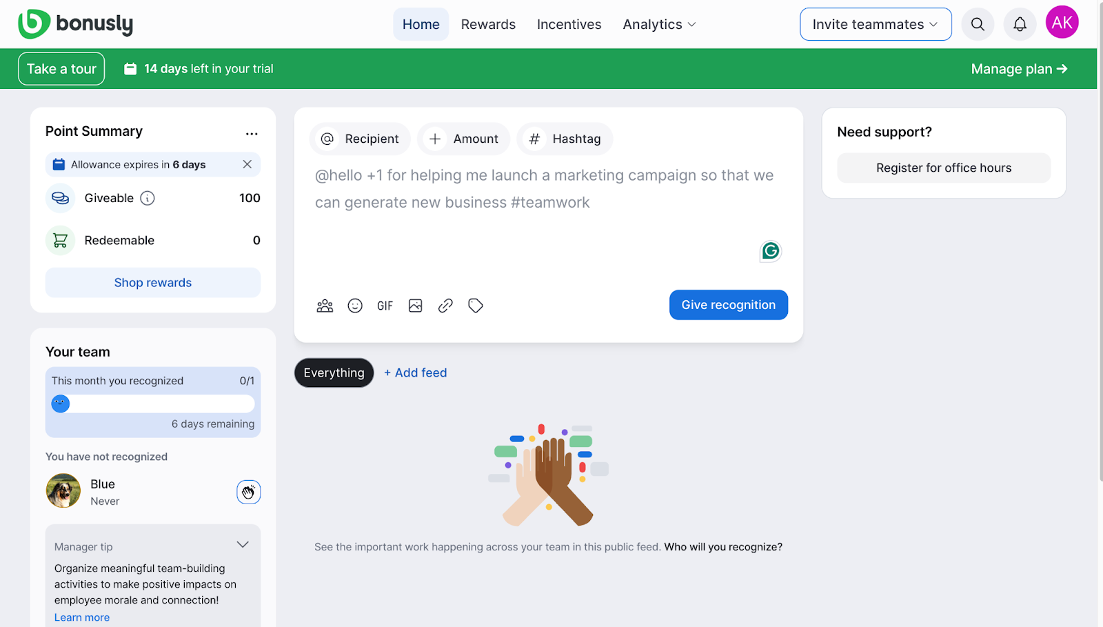 Bonus.ly-Dashboard