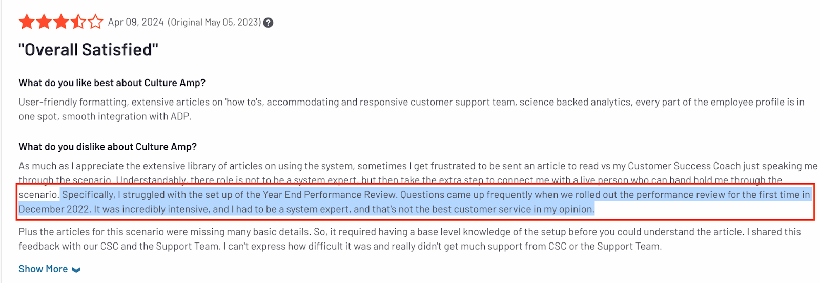 Culture AMP review on G2