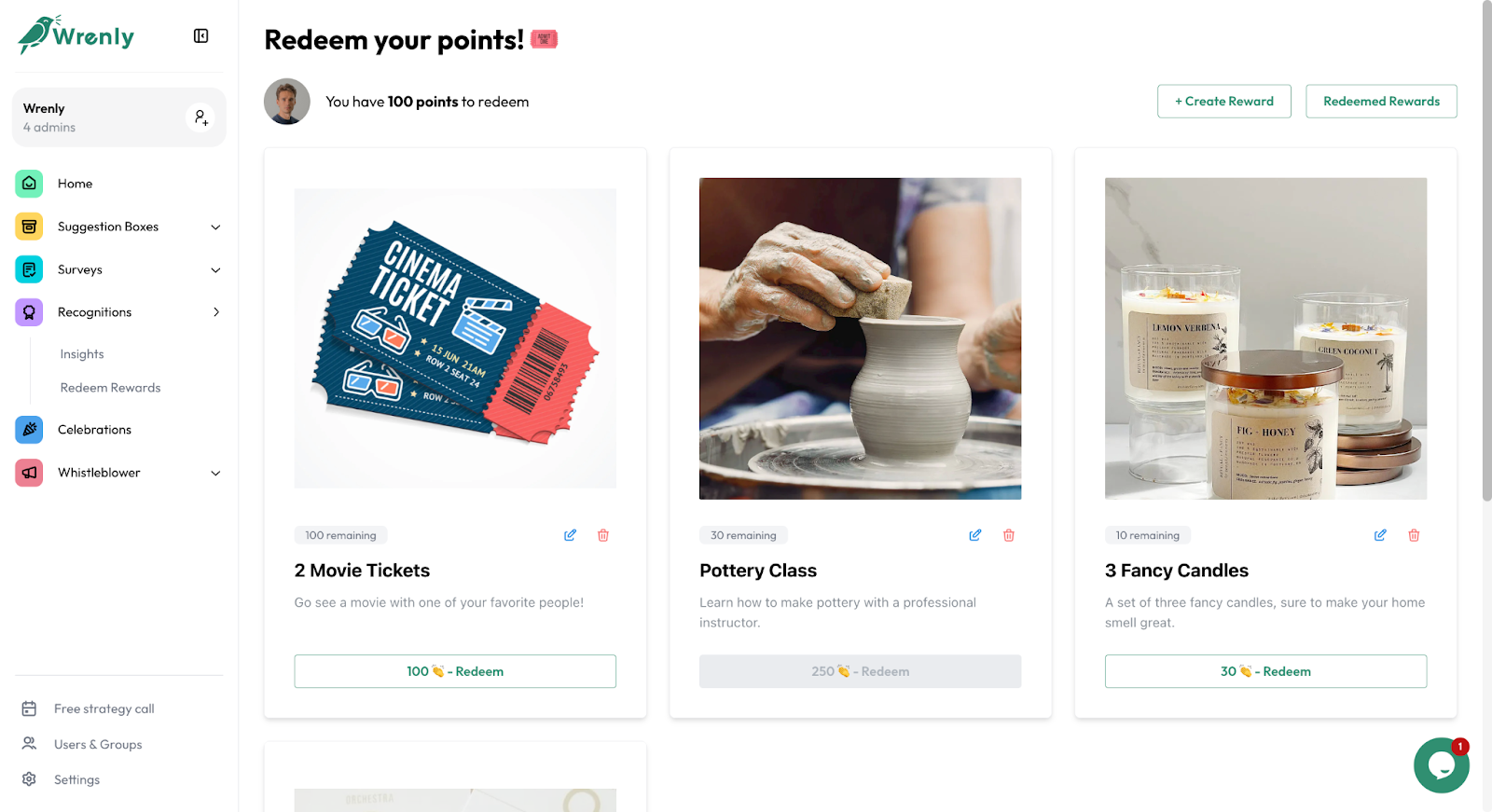 Kudoboard reward points