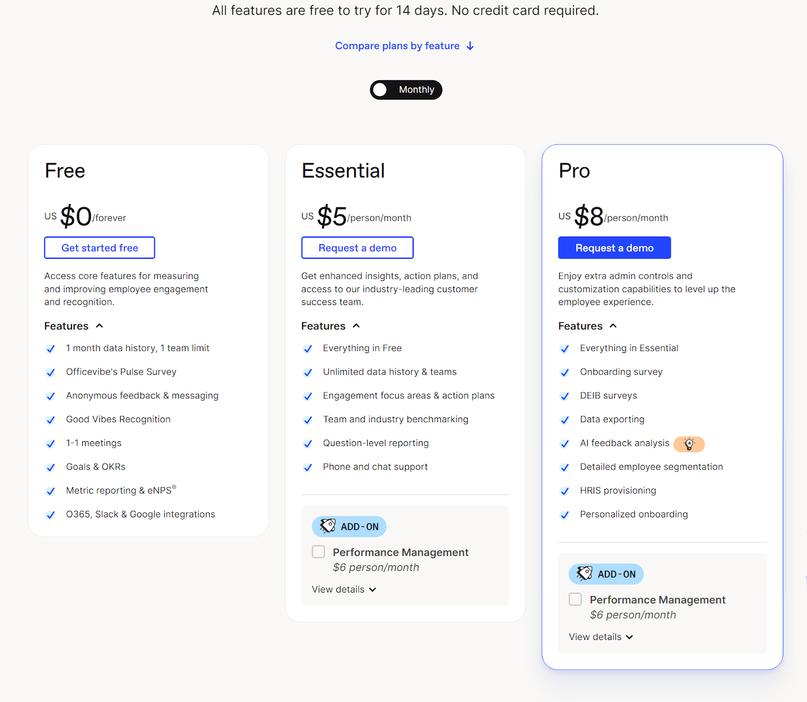 Officevibe-pricing