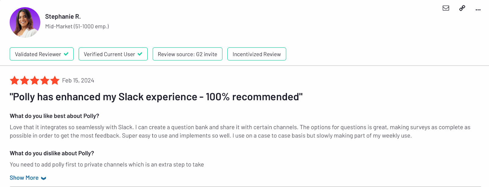 Polly.ai user review on G2