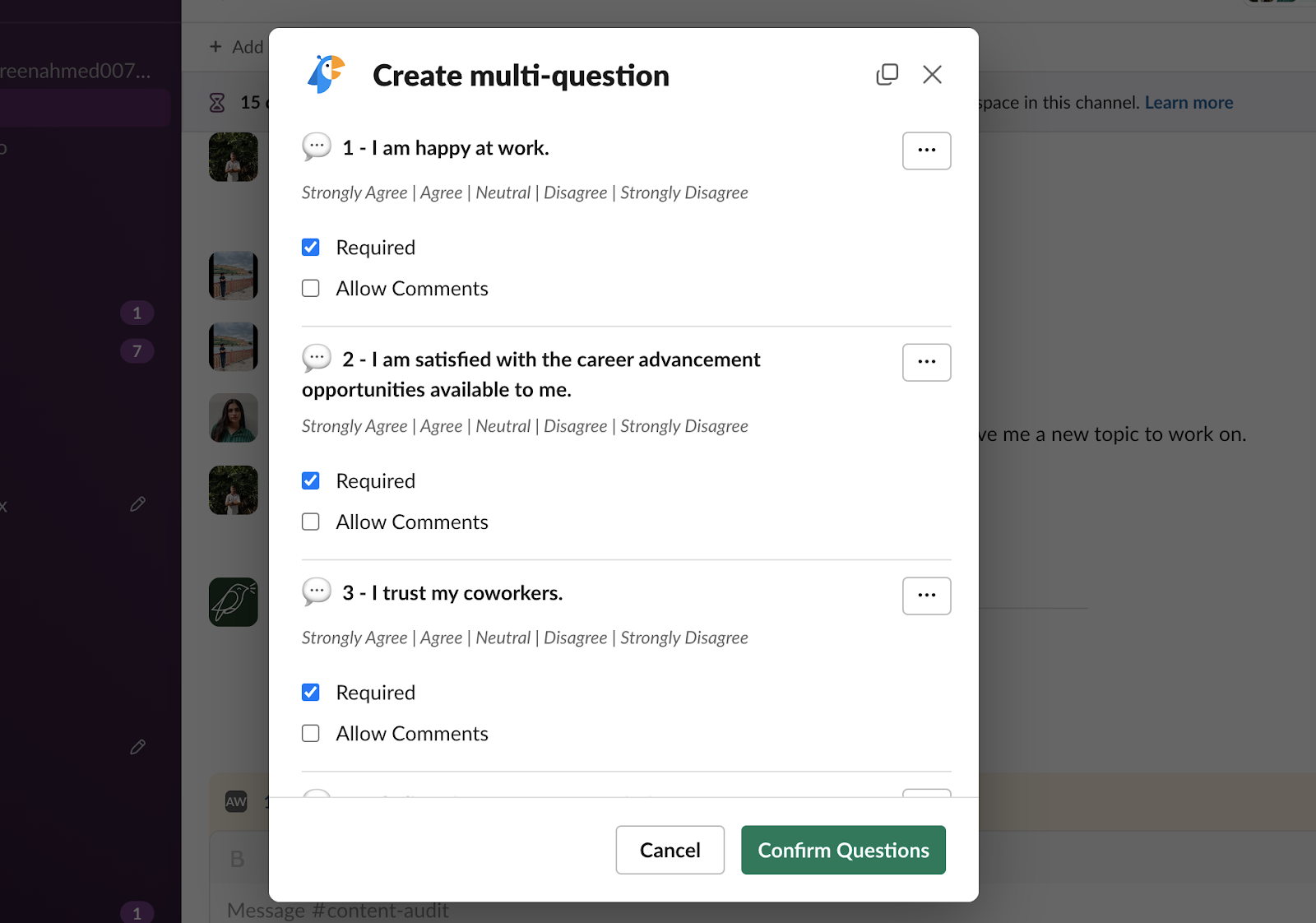 Simple poll multi-question surveys