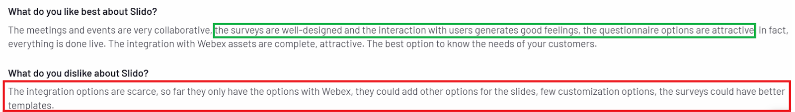 Slido review on its customization