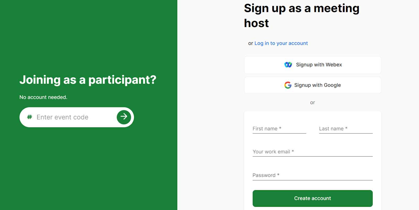 Signing up in Slido