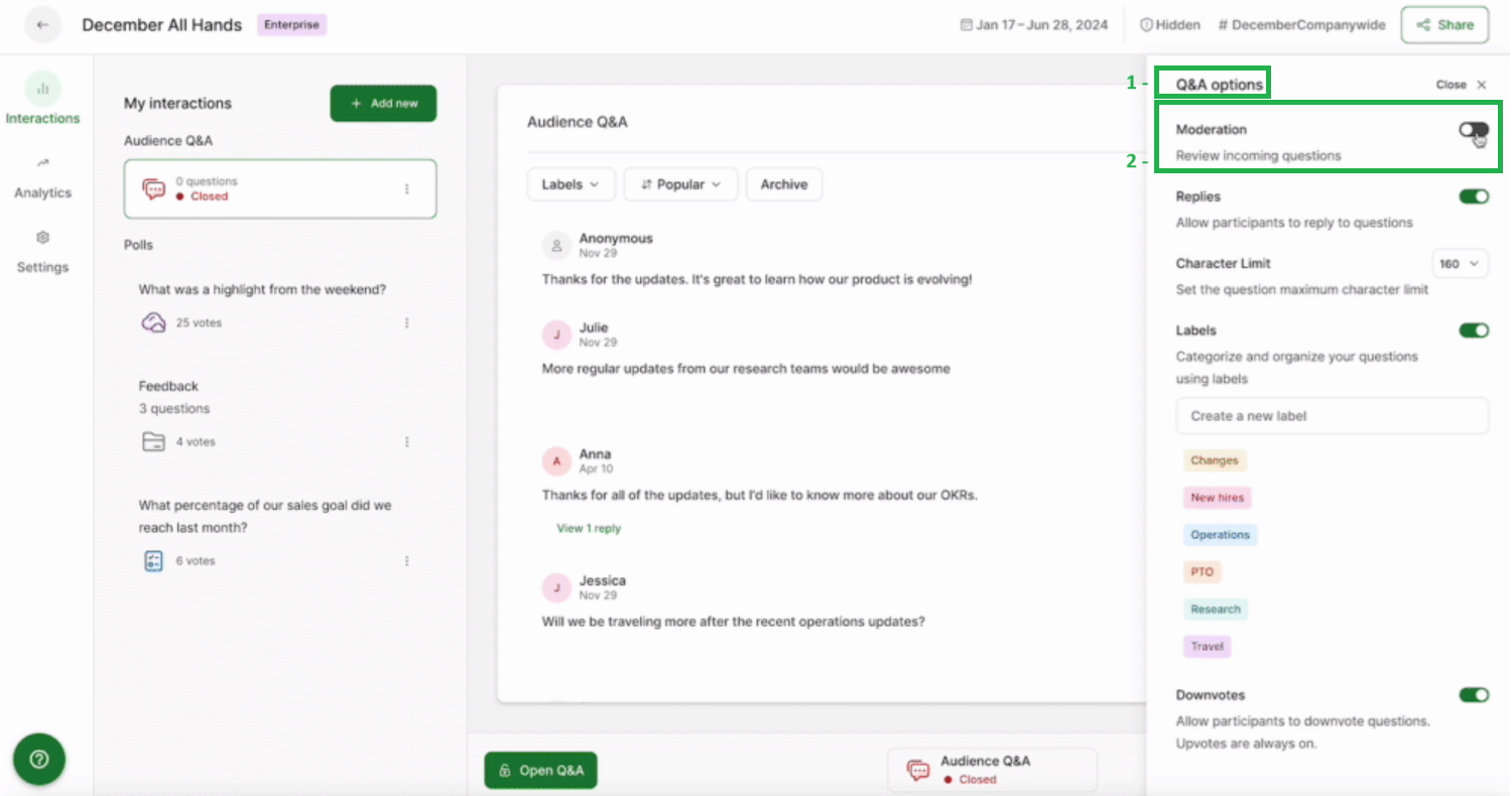 Slido Moderation Feature
