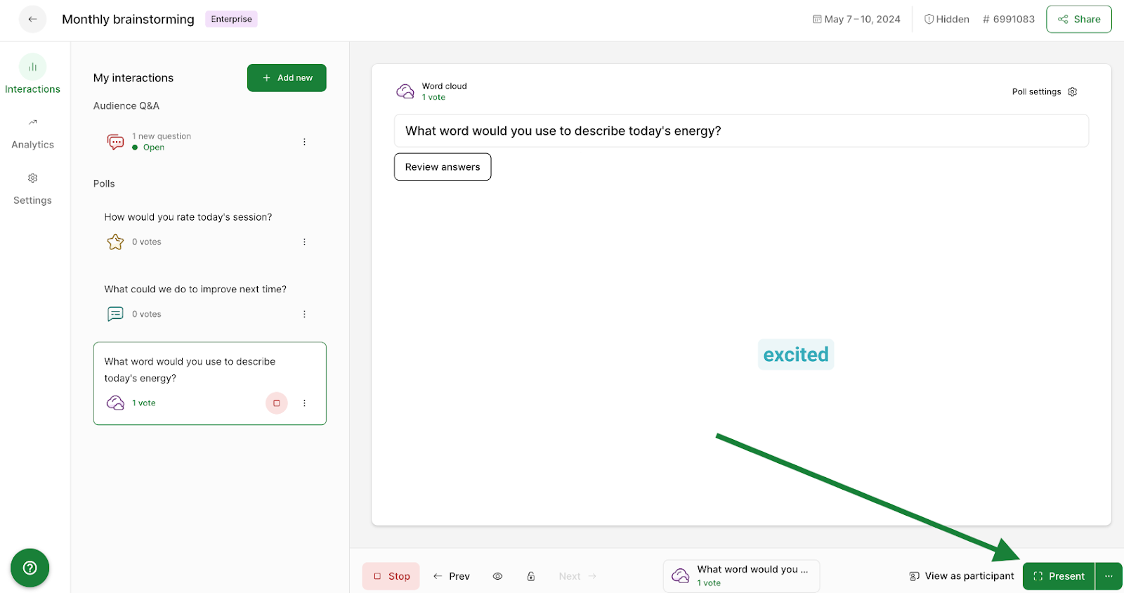 Activating Polls in running event