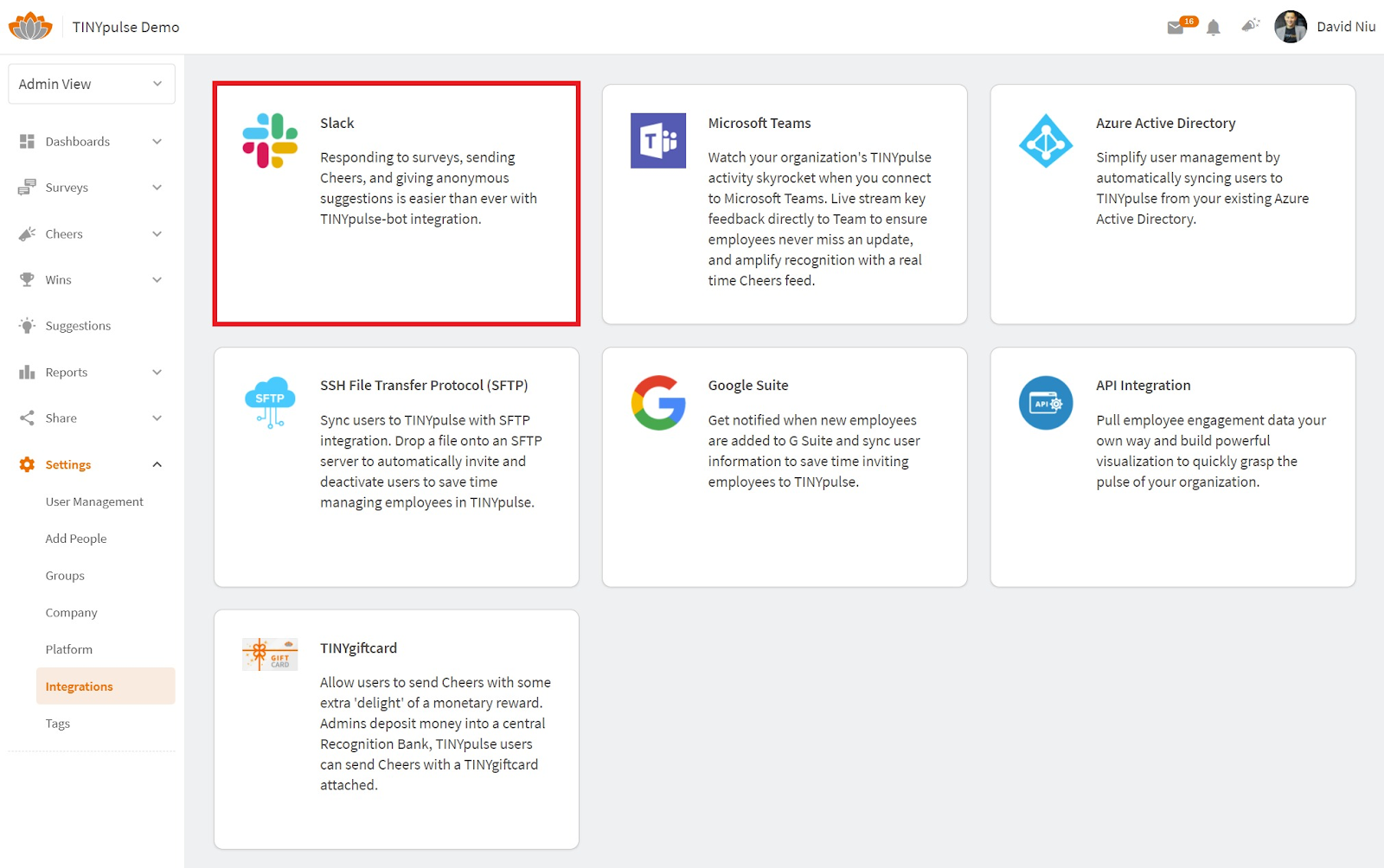 TINYpulse Integrations