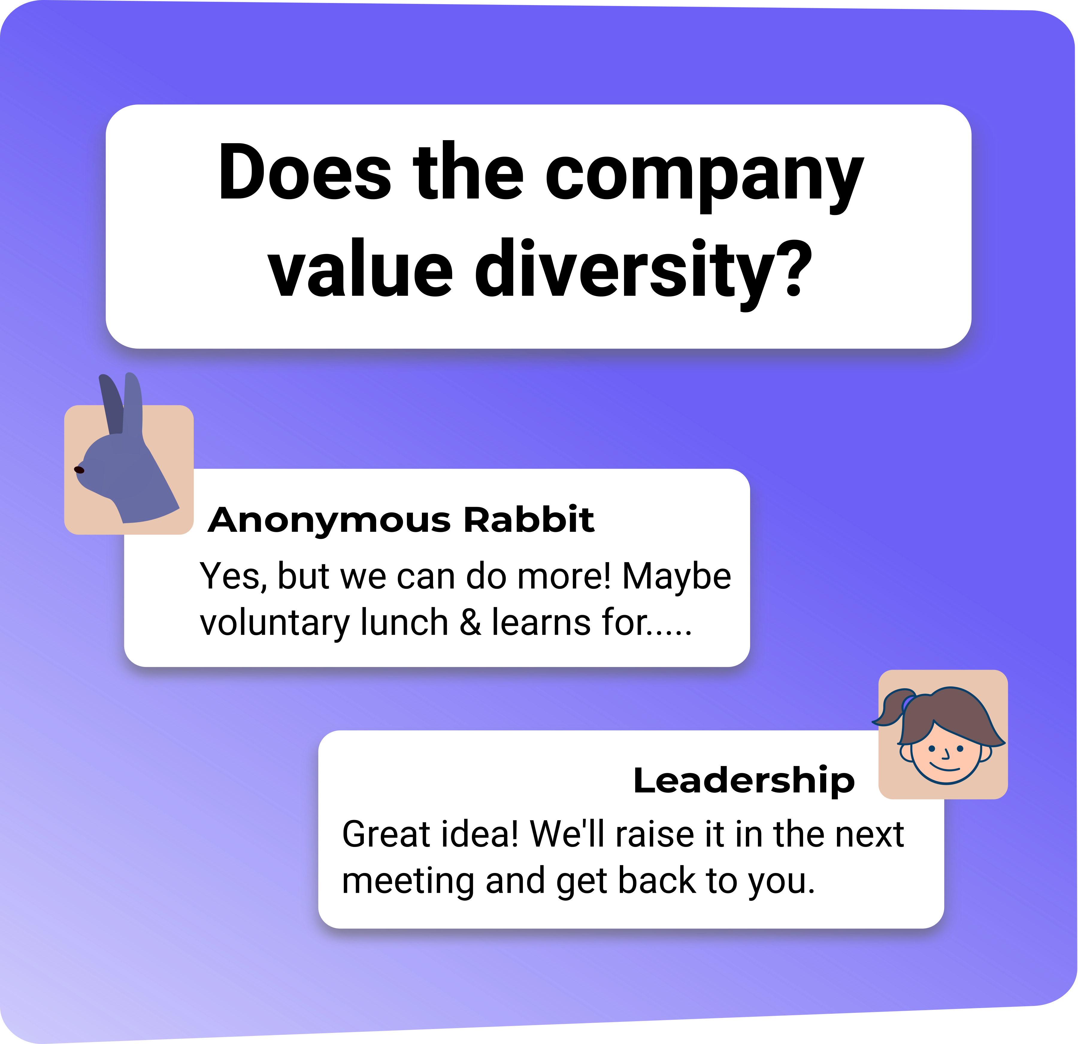 DEI survey for anonymous feedback.